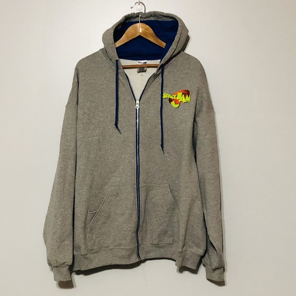 Vintage Space Jam Hoodie Sweatshirt Adult Size XXL Full Zip 2XL Fast Shipping - Picture 2 of 4